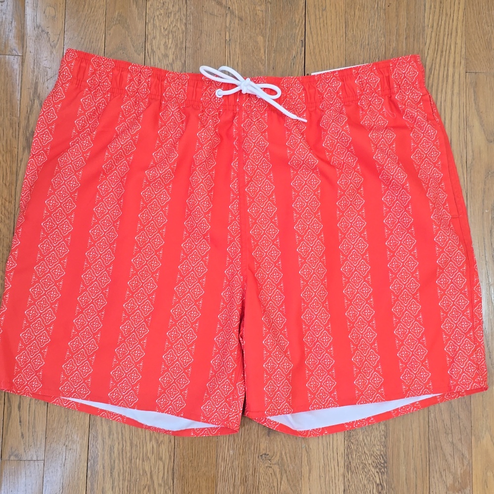 ARIZONA JEAN CO BRAND MENS ORANGE "MANDERINE" RED STRIPE SWIM SHORTS SIZE XXL